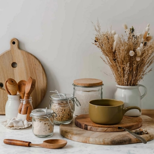 Кухонный стол с ингредиентами